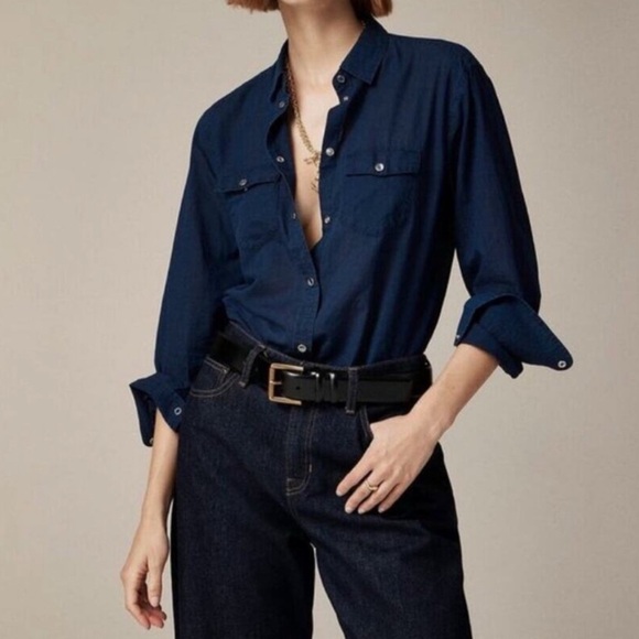 J. Crew Tops - J Crew Western shirt‎ in indigo cotton voile size 18 NWT CC941